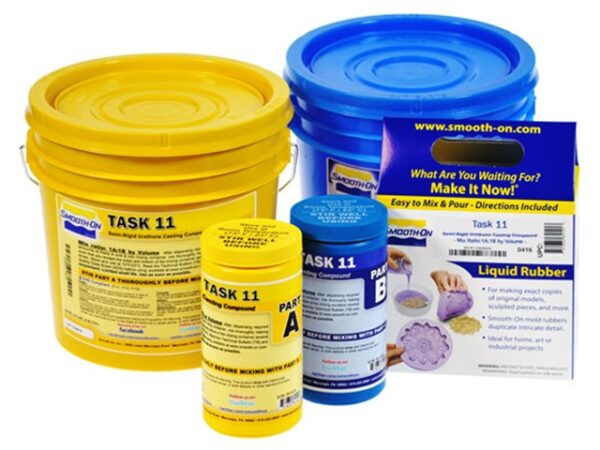 Various containers of liquid rubber products