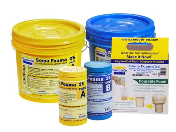 Silicone foam products and mixing containers