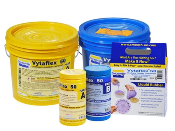 Various containers of liquid rubber compound