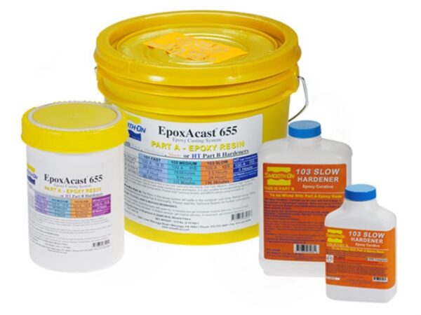 Epoxy resin and hardener products displayed