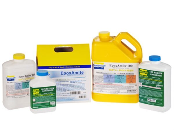 Epoxy resin and hardener products displayed